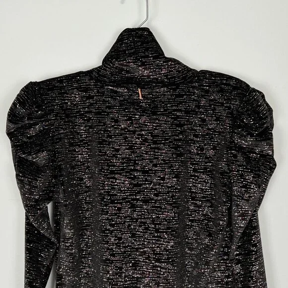Misa Los Angeles Womens Stormi Mini Dress Black Metallic Long Sleeves size Small - Picture 9 of 15
